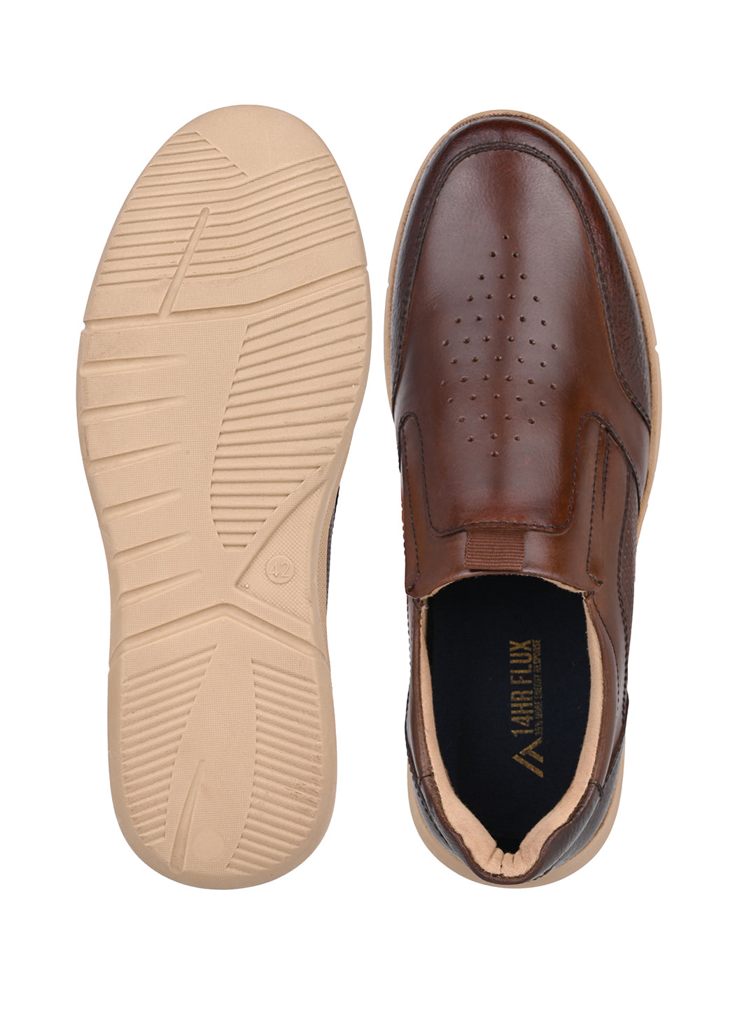 Blue Magic Brown Men Leather Formal Slip-On Sneakers (EVA Sole, 14H Flux)