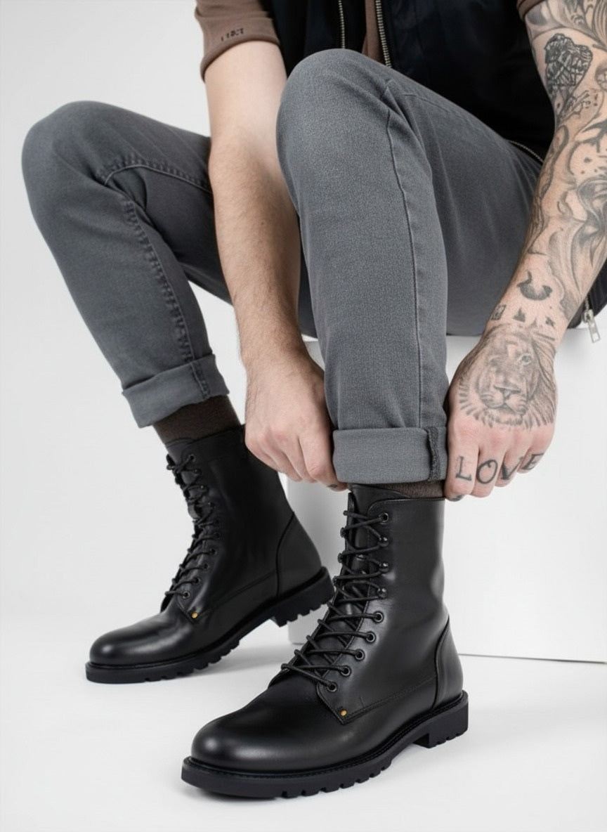 Alberto Torresi Barcus Series 111 Faux Black leather Long Boots