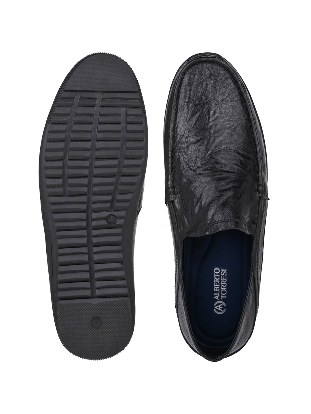 Alberto Torresi Black Leather Casual Loafers