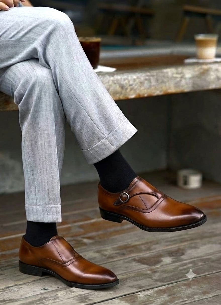 Albert Torresi Hungary Series 606 Executive Tan Formal Monk Shoes