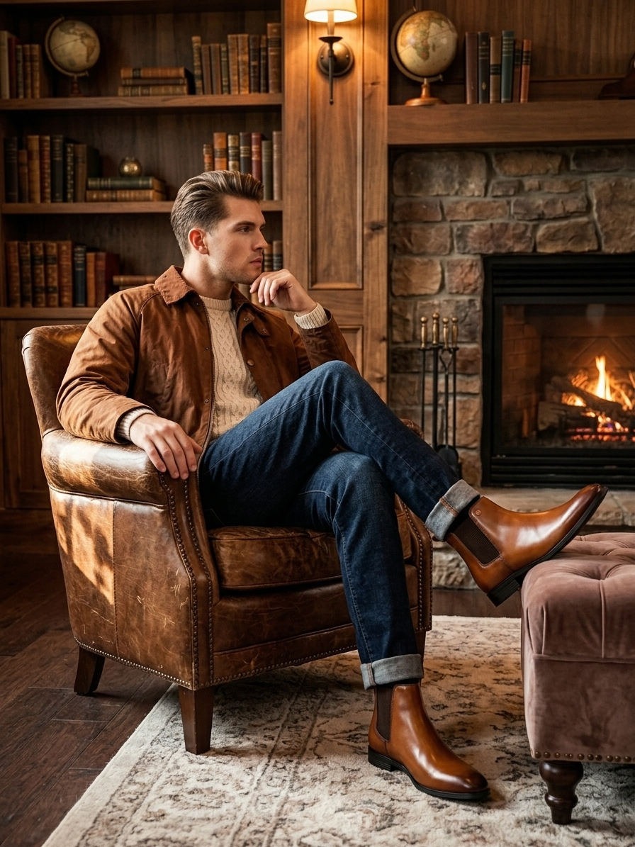 Alberto Torresi Synthetic Tan Chelsea Boots For Men