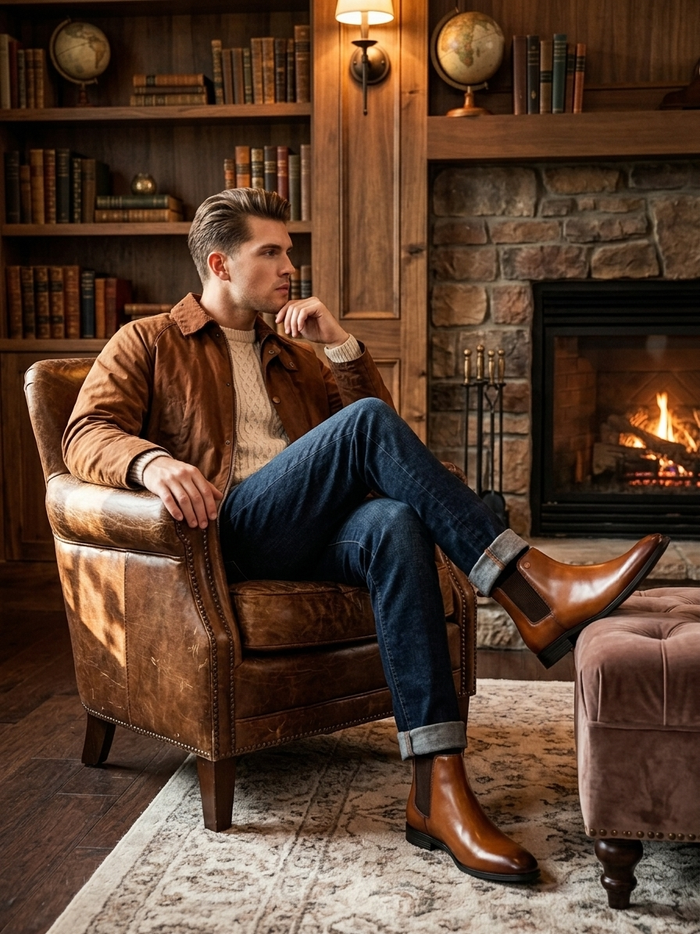 Falco Tan Chelsea Boots for Men