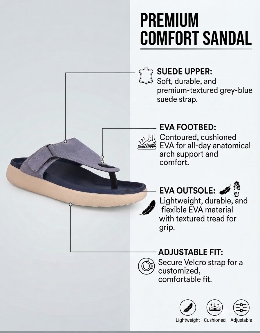 Varello Mauve T-Strap Slippers for Men - Adjustable Comfort Slippers for Casual &amp; Everyday Wear