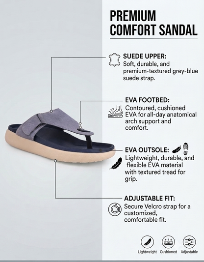 Varello Mauve T-Strap Slippers for Men - Adjustable Comfort Slippers for Casual &amp; Everyday Wear