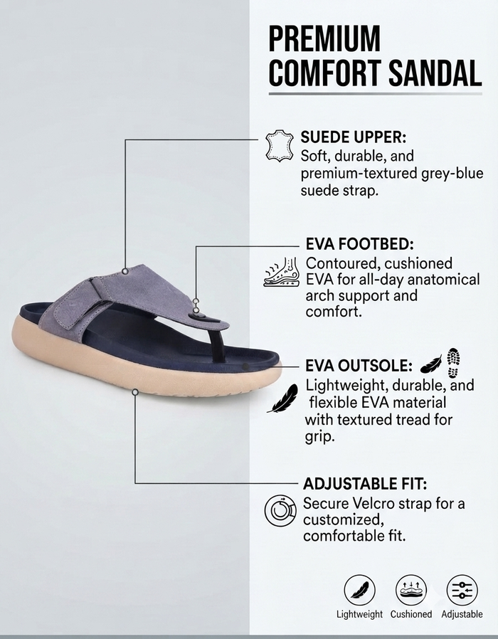 Varello Mauve T-Strap Slippers for Men - Adjustable Comfort Slippers for Casual & Everyday Wear