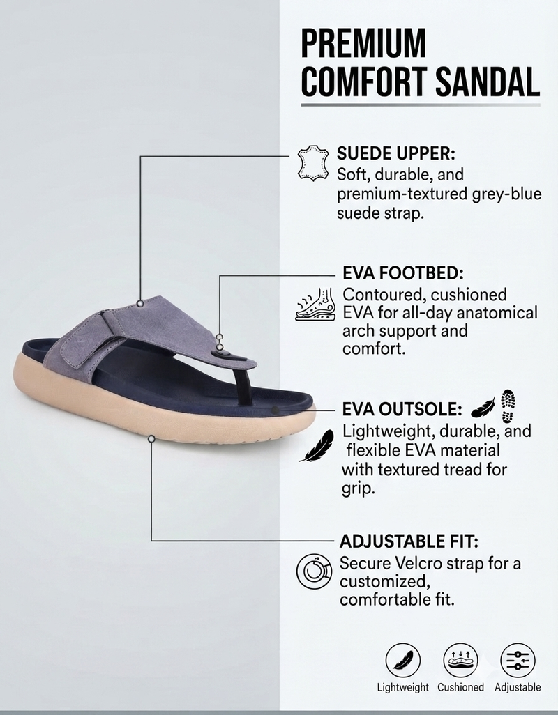 Varello Mauve T-Strap Slippers for Men - Adjustable Comfort Slippers for Casual & Everyday Wear