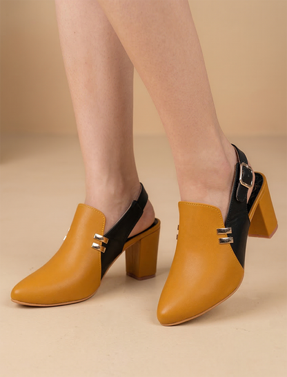 Alberto Torresi Women’s Tan &amp; Black Slingback Block Heels