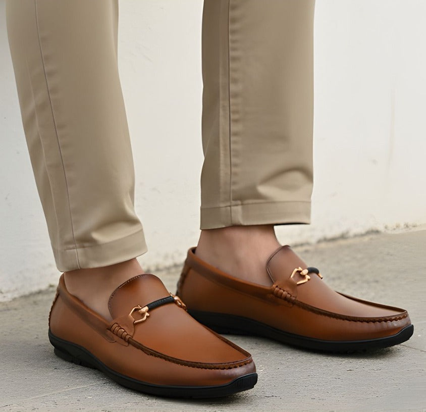 Plain HorseBit Leather Loafer For Office/Work Use With Flexible Rubber Sole