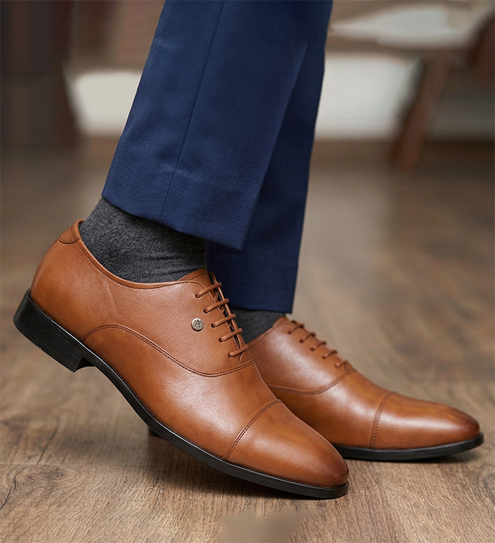 Alberto Torresi Genuine Leather Toe Cap Tan Formal Shoes