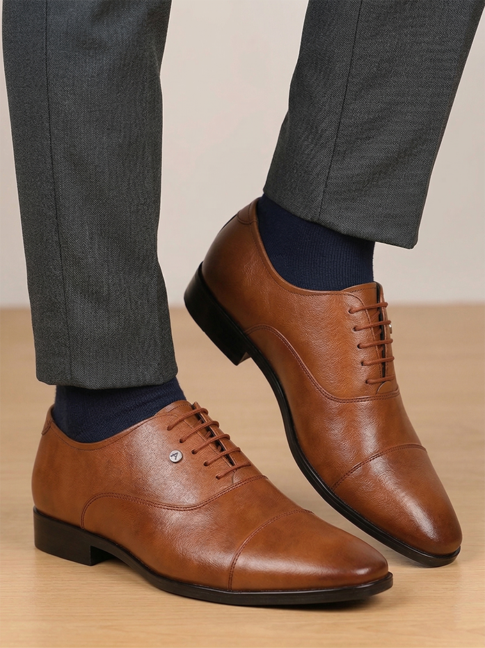 Alberto Torresi Genuine Leather Toe Cap Tan Formal Shoes