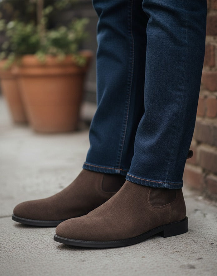 Luxurious Brown Suede Leather Chelsea Boots for Men