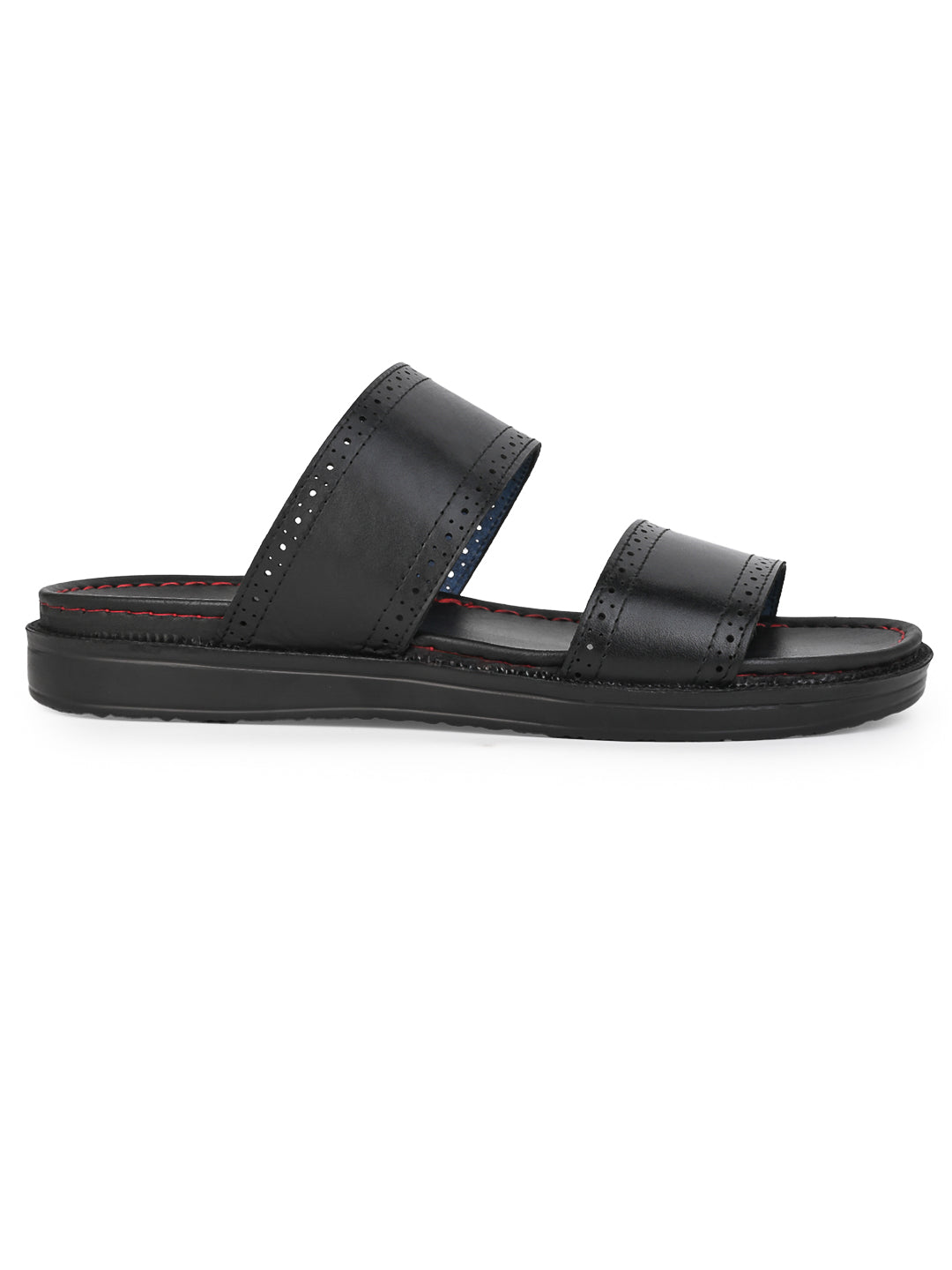 Alberto Torresi PVC Printed Branding Textured Black Leather Men Slippers