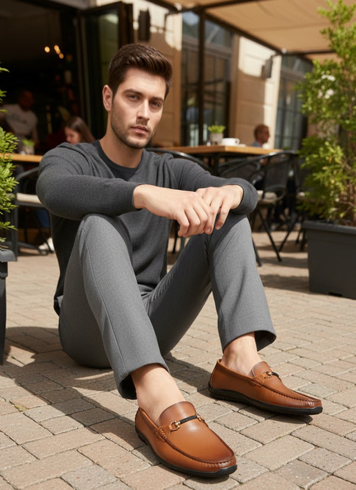 Plain HorseBit Leather Loafer For Office/Work Use With Flexible Rubber Sole