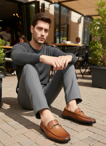 Plain HorseBit Leather Loafer For Office/Work Use With Flexible Rubber Sole