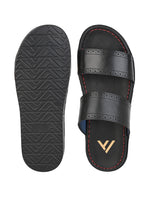 Alberto Torresi PVC Printed Branding Textured Black Leather Men Slippers