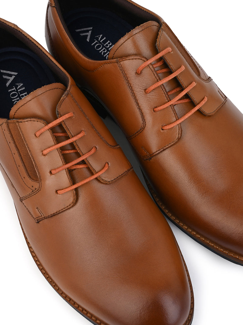 Alberto Torresi Horwik Series Tan Crust Leather Plain Lace-Up