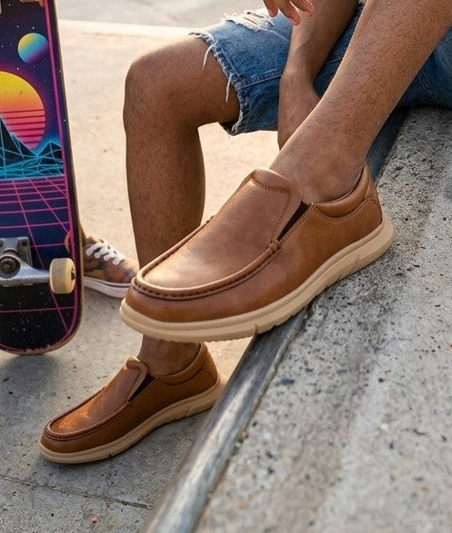 Blue Magic Tan Sneakers for Men - Slip-On Shoes for Office, Casual &amp; Everyday Wear