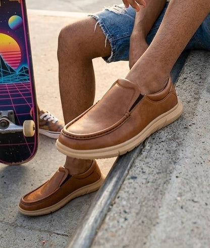 Blue Magic Tan Sneakers for Men - Slip-On Shoes for Office, Casual &amp; Everyday Wear