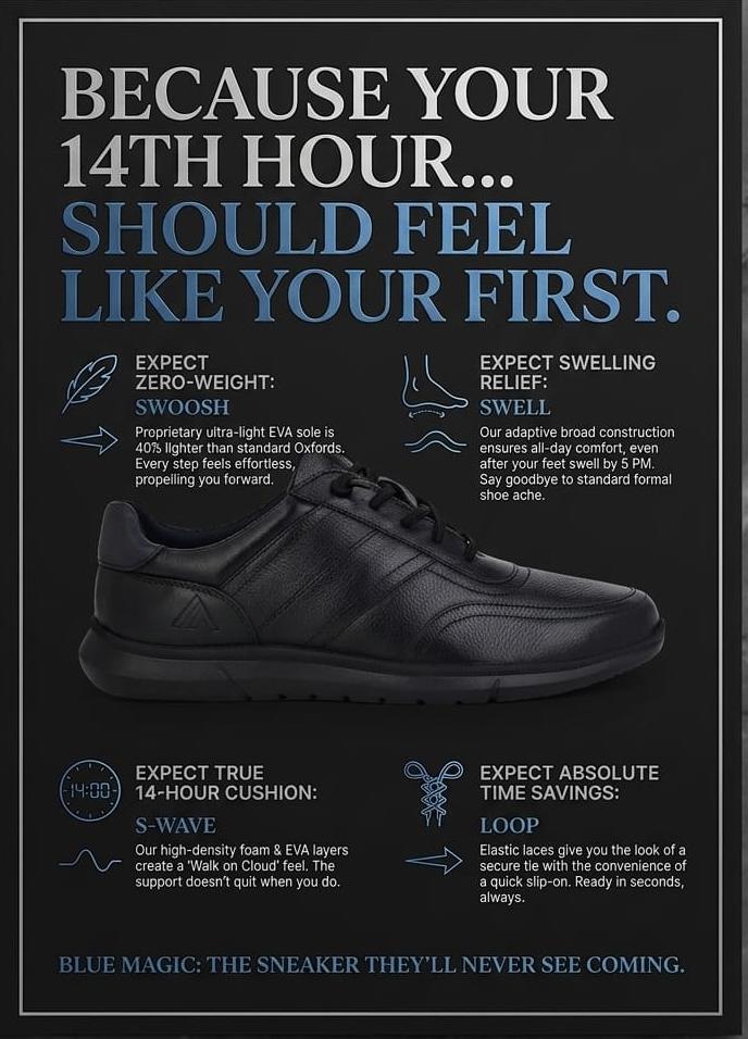 Blue Magic Pebbled Leather Formal Slip-In Sneaker with Elastic Laces and Upto 40% Energy Return EVA Sole