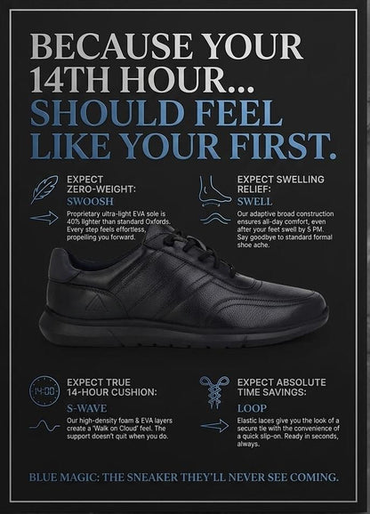 Blue Magic Pebbled Leather Formal Slip-In Sneaker with Elastic Laces and Upto 40% Energy Return EVA Sole