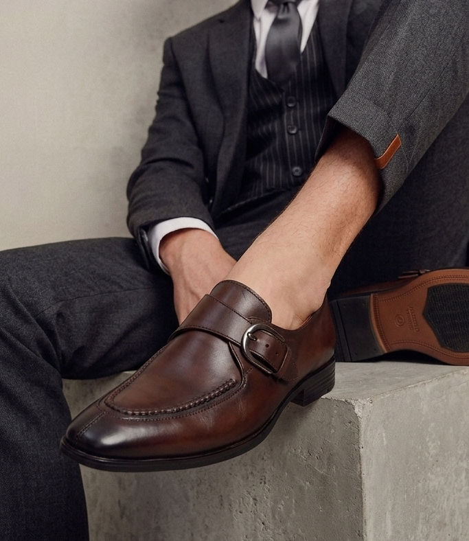 Alberto Torresi Genuine Leather Monk Shoes Dark Brown