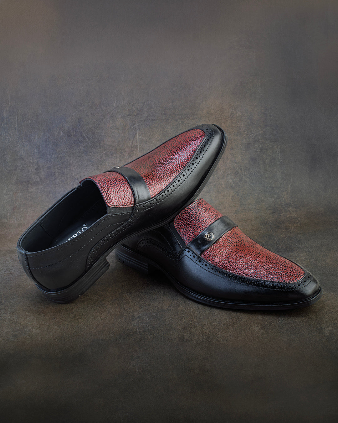 Signore Black Bordo Leather Formal Shoes for Men - Slip-On Shoes for Office &amp; Party Wear