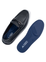 Sereno Black Genuine Leather Loafers for Men - Slip-On Shoes for Office & Everyday Wear