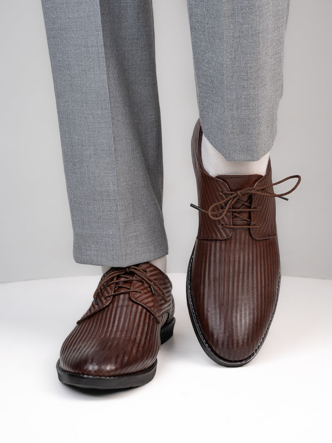 Alberto Torresi Textured Brown Leather Office/ Dress Formal Derby Shoes