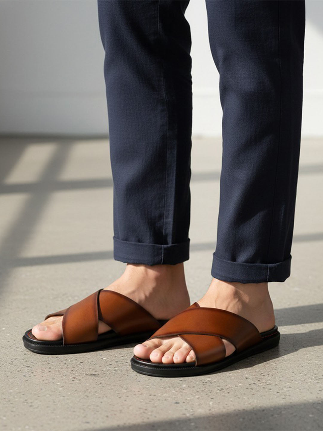 Alberto Torresi Deriko Tan Genuine Leather Flats