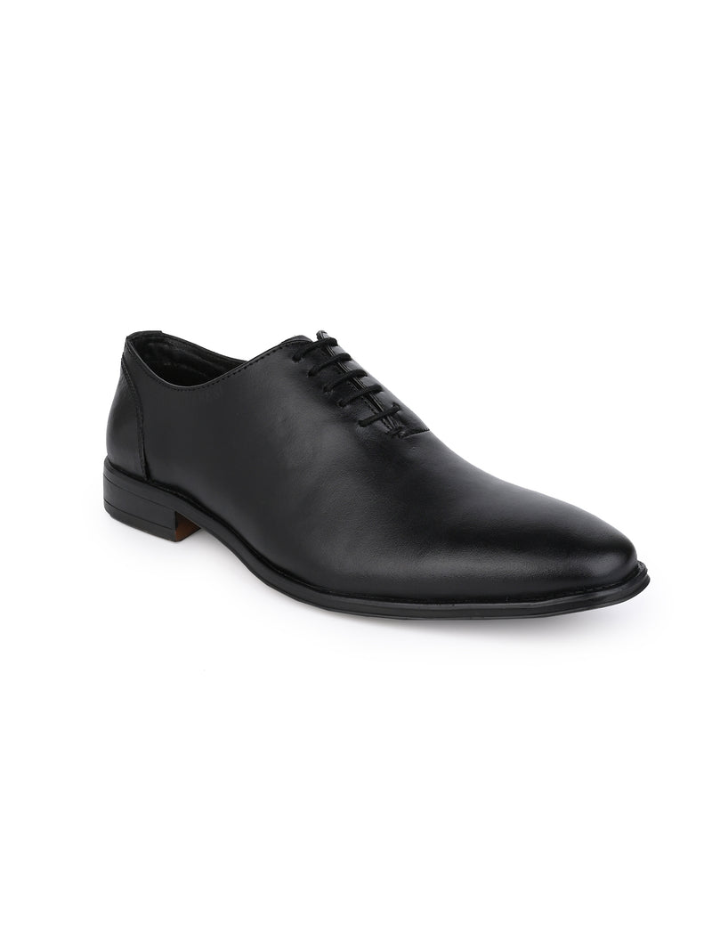 Black Leather Lace Up Shoes For Men