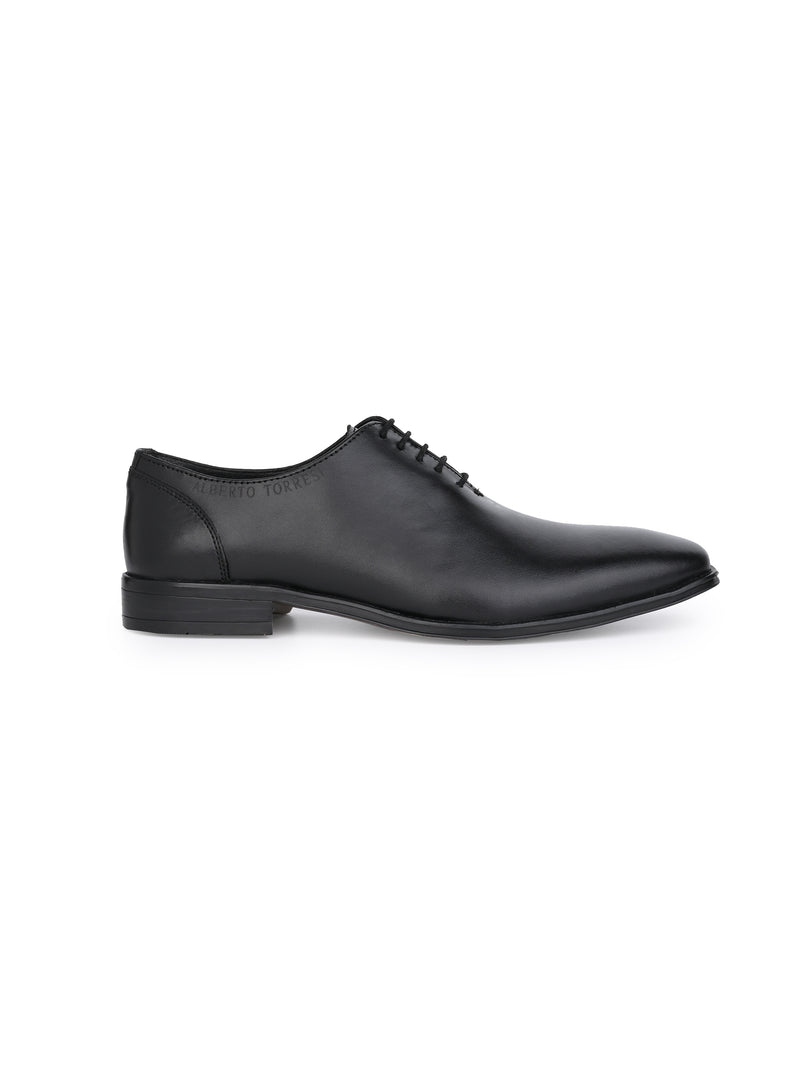 Black Leather Lace Up Shoes For Men