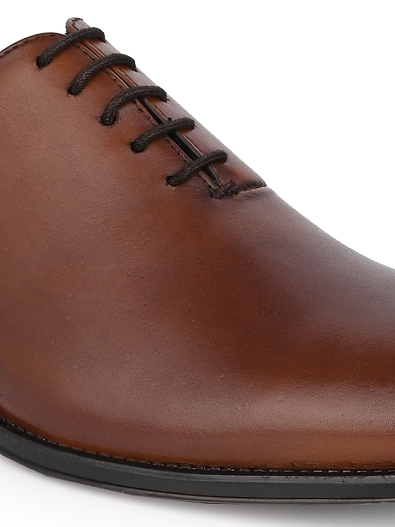 Tan Leather Lace Up Shoes For Men
