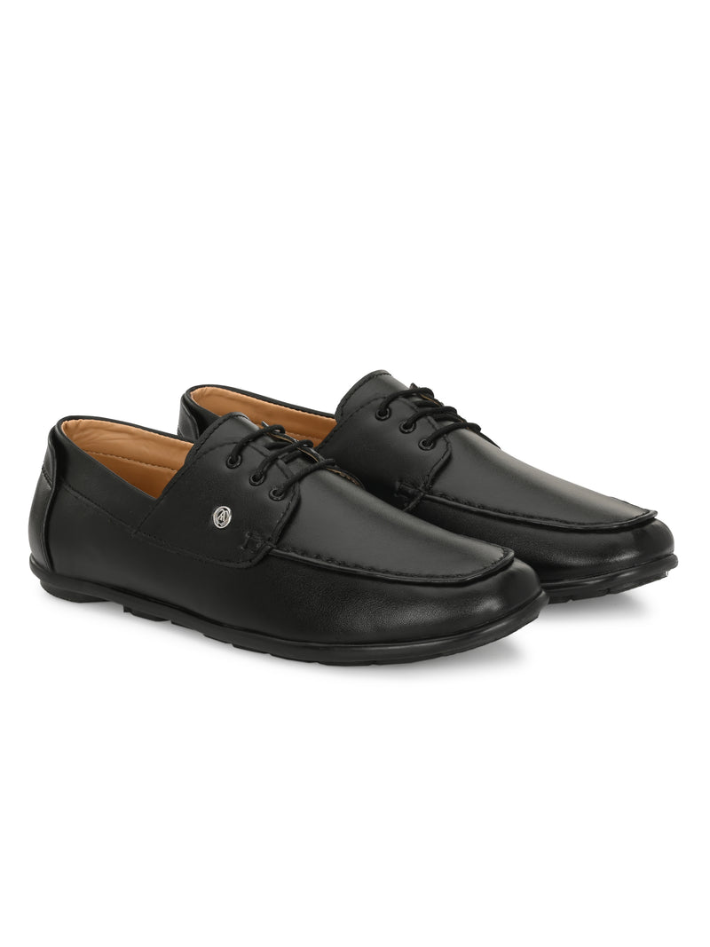 Alberto Torresi Moore Men's Black Boat Shoes