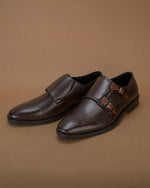 Kervano Brown Tan Double Monk Strap Formal Shoes for Men