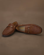 Orvello Tan Textured Loafers for Men