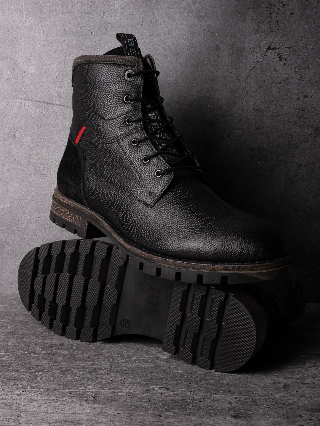 Black Leather Lace Up Boots