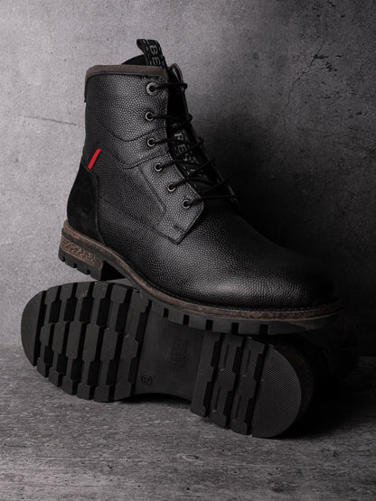 Black Leather Lace Up Boots