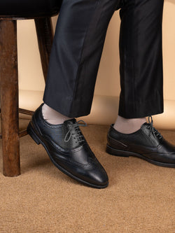 Alberto Torresi Genuine Leather Black Formal Brogue Shoes