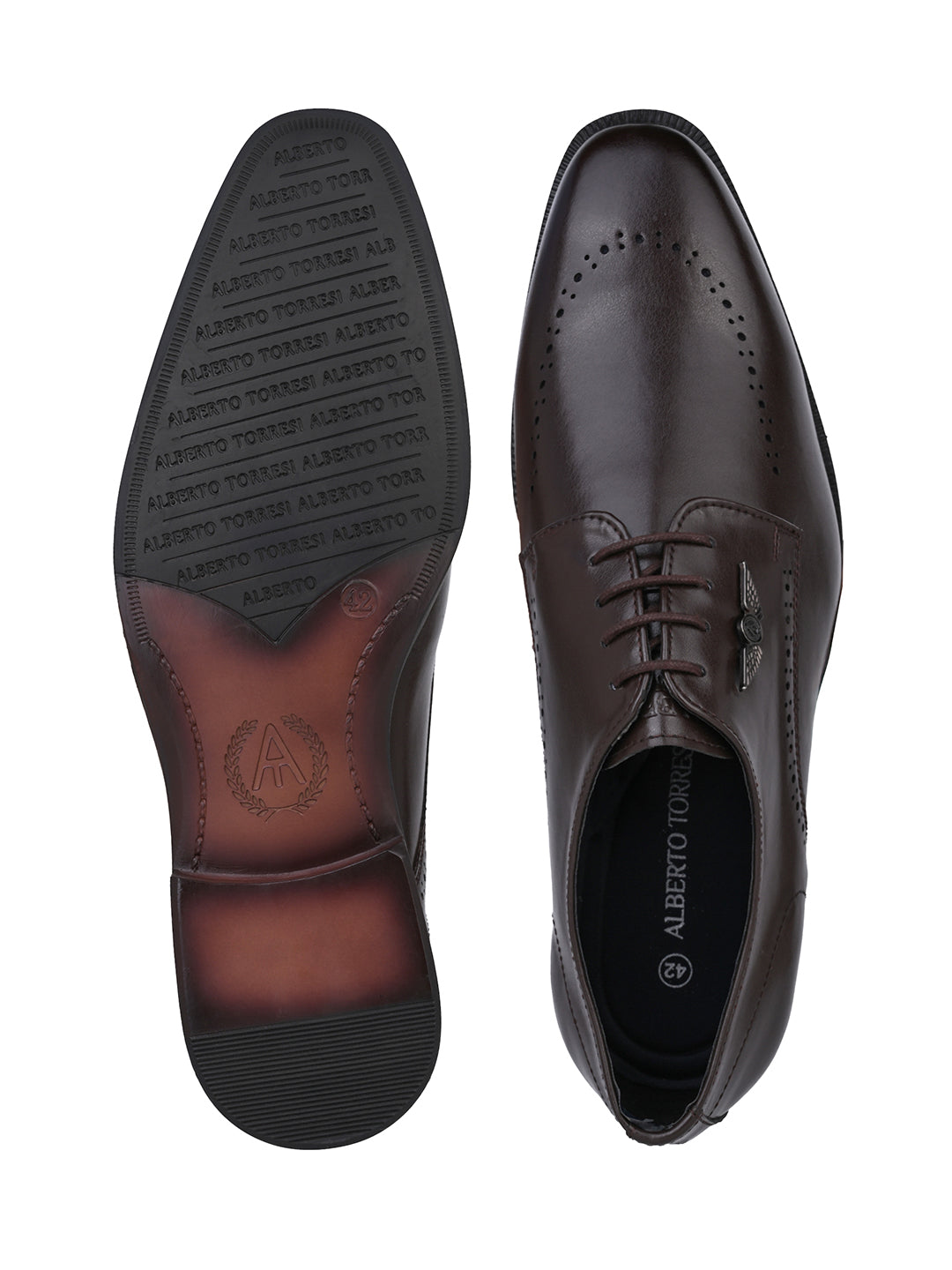 Alberto Torresi Hungary Series 607 Branded Sole Brown Formal Shoes