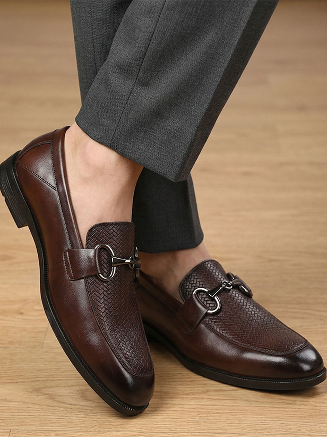 Premium Branded Horsebit Formal Synthetic Loafer With Tpr Sole And Heel Support