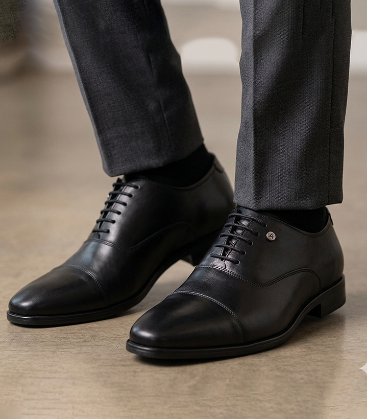 Alberto Torresi Genuine Leather Toe Cap Black Formal Shoes