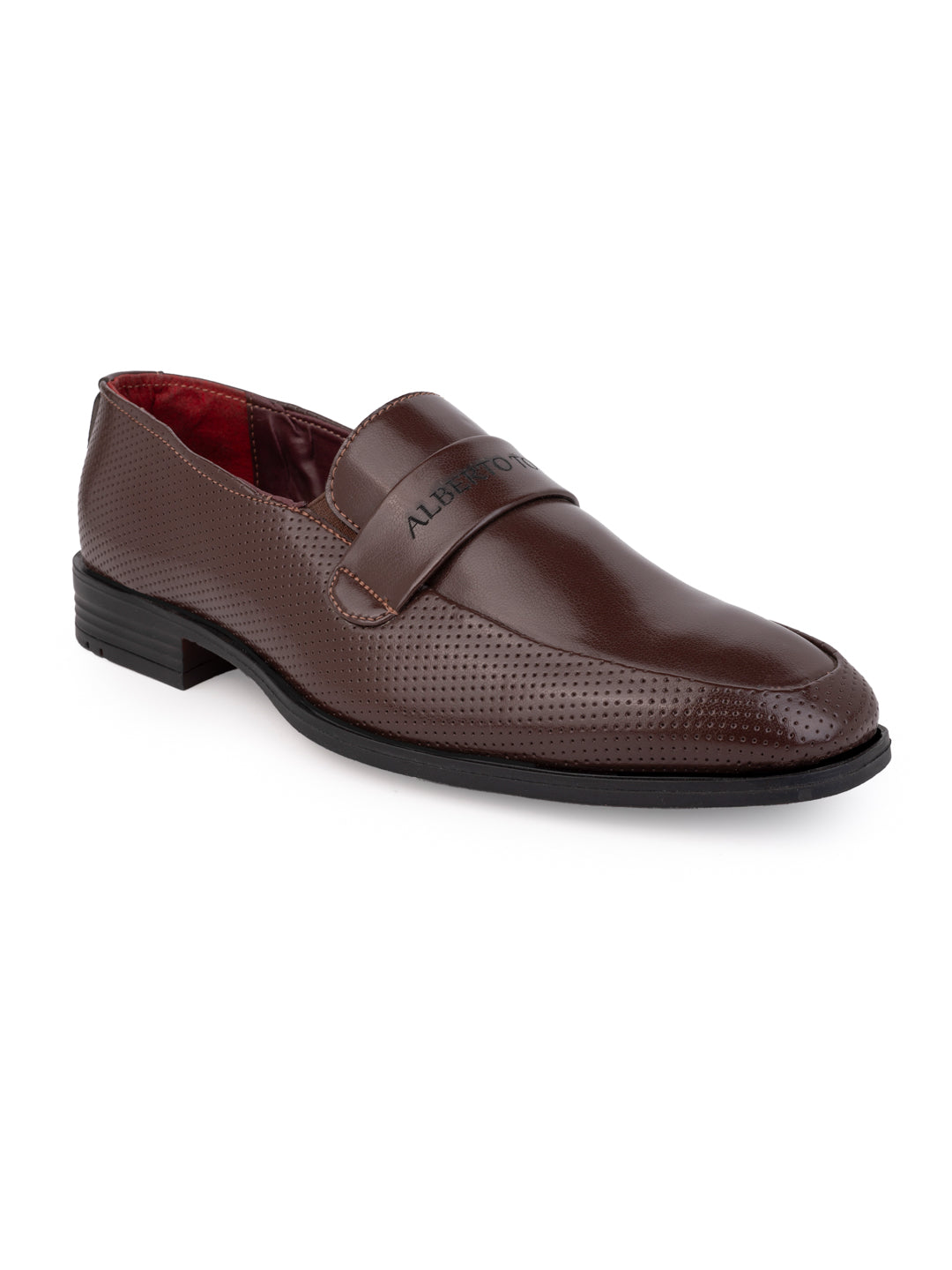 Alberto Torresi Fox leather Brown Slip On Formal Shoes