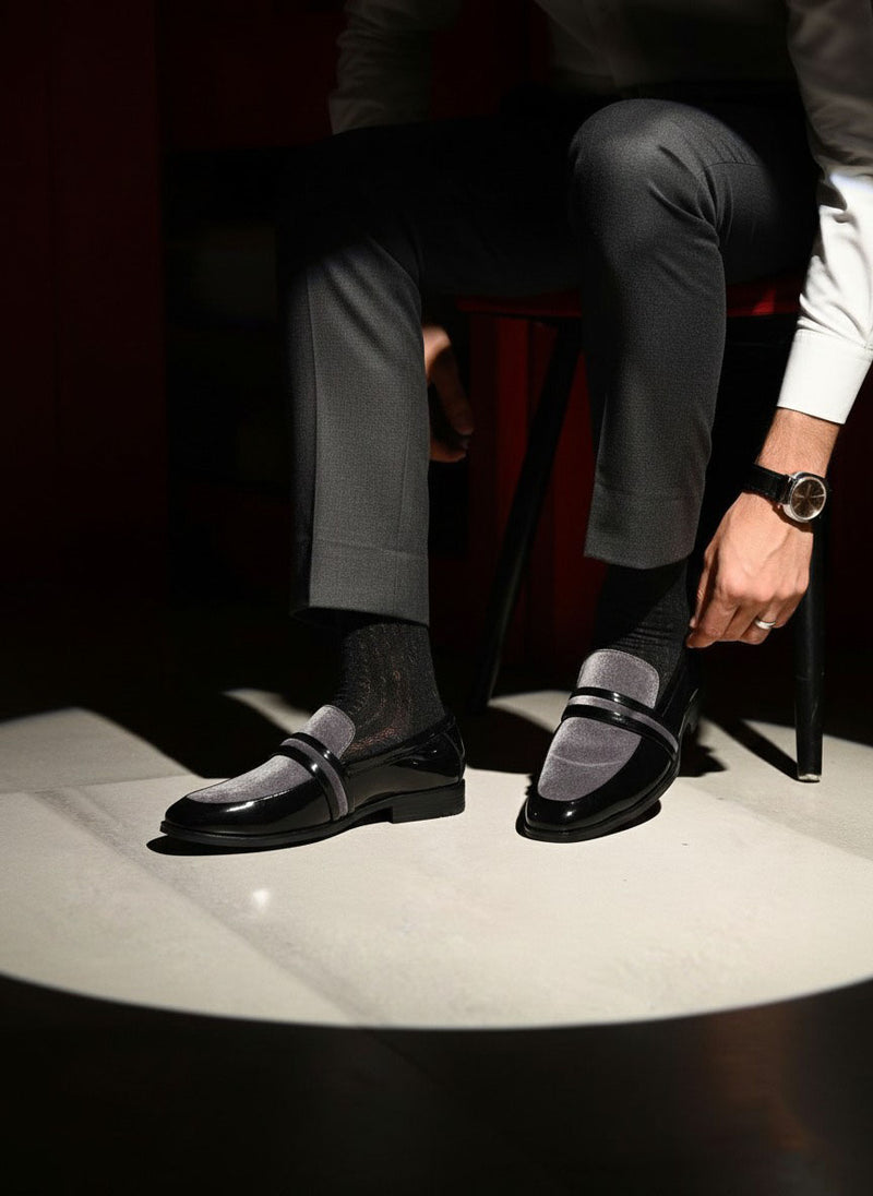 Duetto Grey Suede Leather Loafers for Men - Slip-On Dress Shoes for Wedding & Party Wear