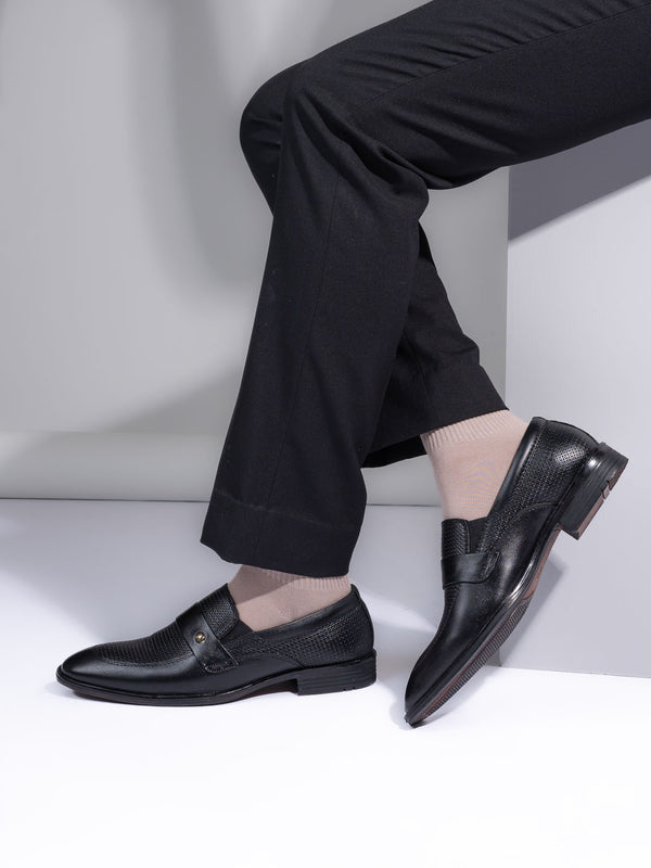 Alberto Torresi Genuine Leather Black Slipon Formal Shoes For Men