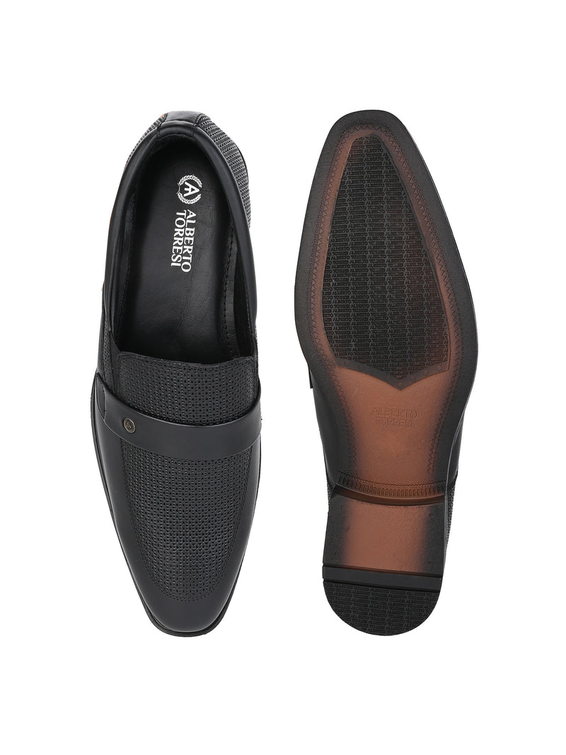 Alberto Torresi Genuine Leather Black Slipon Formal Shoes For Men