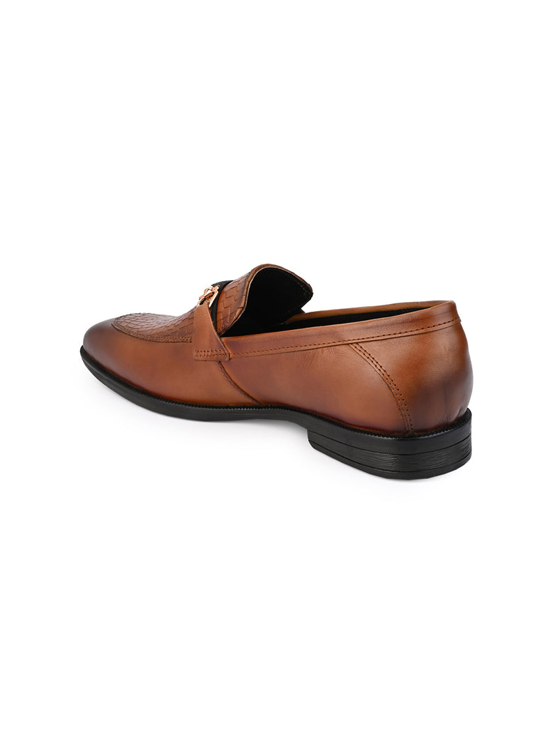 GENUINE LEATHER MEN'S CALABRIA TAN BUCKLE SLIP-ONS
