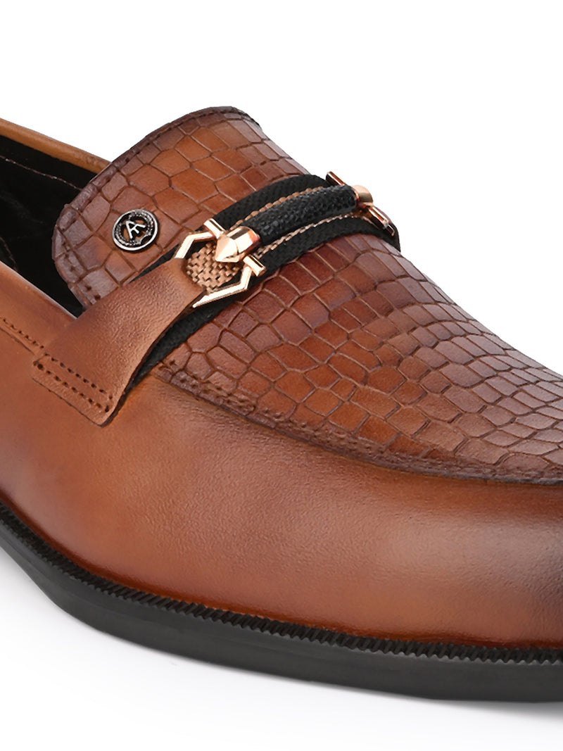 GENUINE LEATHER MEN'S CALABRIA TAN BUCKLE SLIP-ONS