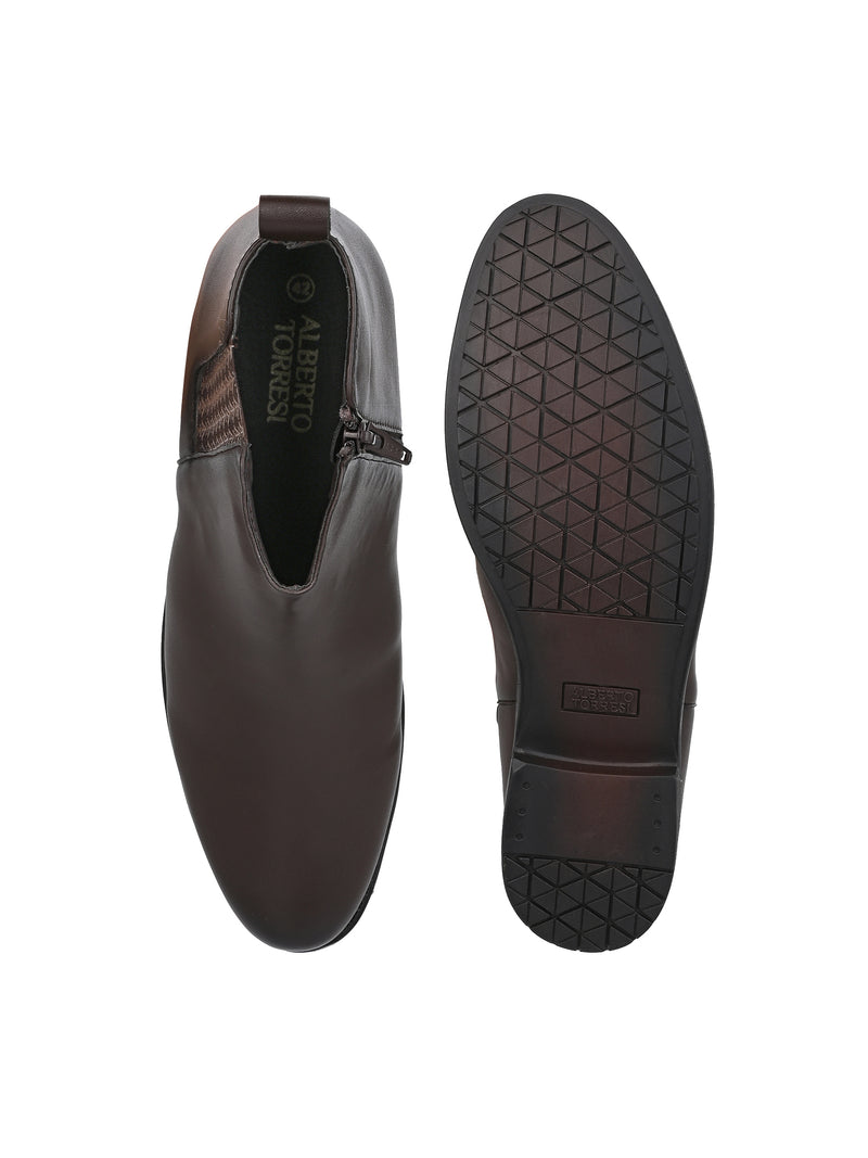 Alberto Torresi Synthetic Brown Chelsea Boots For Men