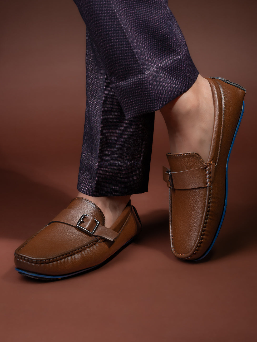 Alberto Torresi Trendy Silicon Multi Coloured Anti Slip Sole Tan Monk Loafer