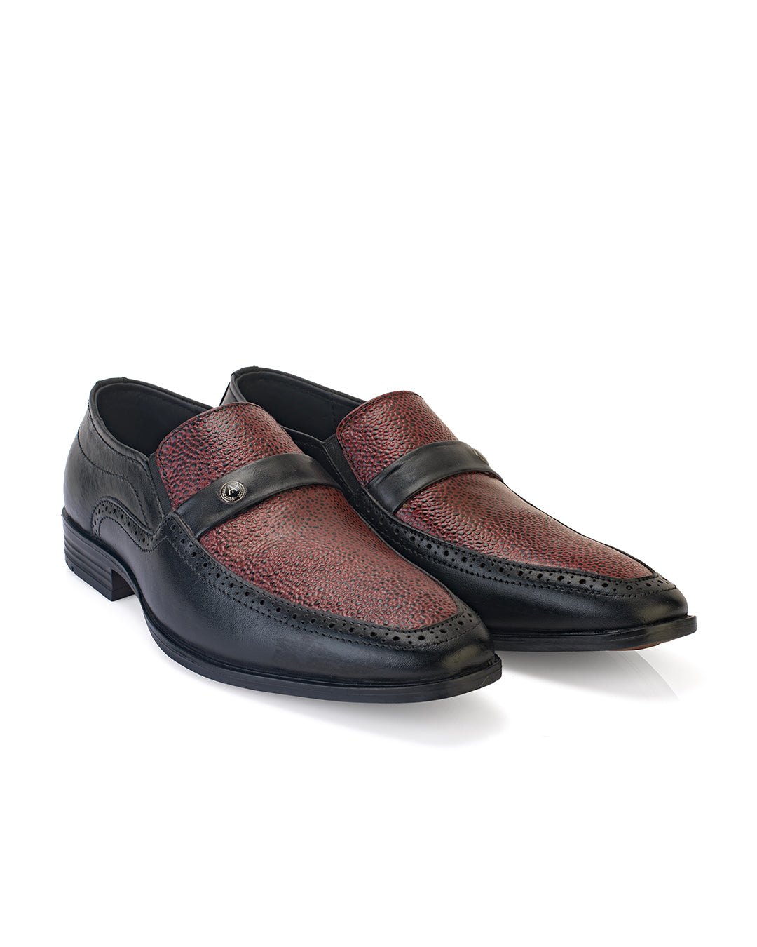 Signore Black Bordo Leather Formal Shoes for Men - Slip-On Shoes for Office &amp; Party Wear